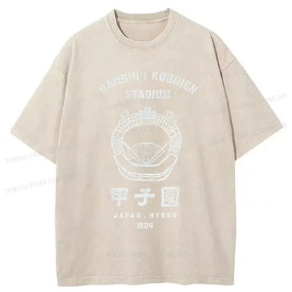 Tokyo-Tiger Baseball Stadiums In Japan Washed T-Shirt