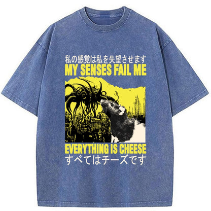 Tokyo-Tiger Everything is Cheese Rat Washed T-Shirt