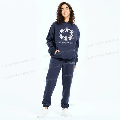 Tokyo-Tiger Leisure Cats Japanese Fleece Lined Hoodie Set