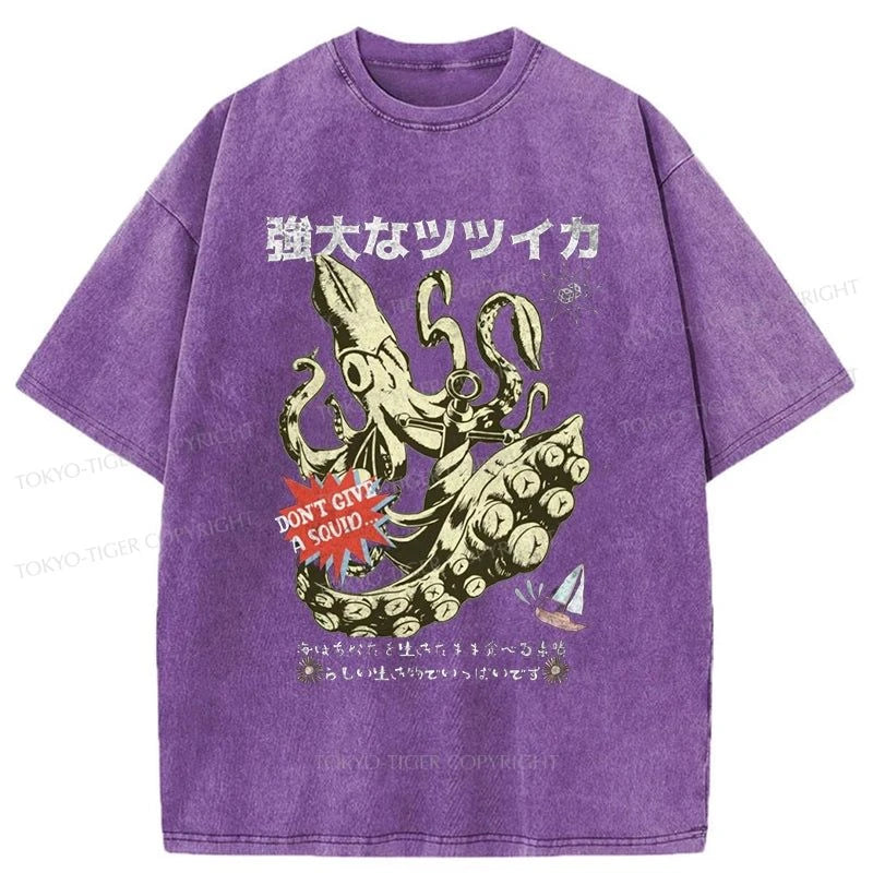 Tokyo-Tiger Squid Graphic Monster Japanese Washed T-Shirt