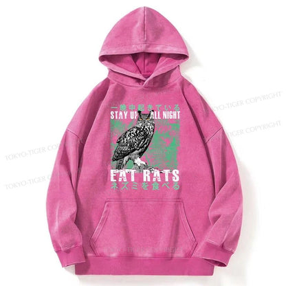 Tokyo-Tiger Owls Prey On Rats At Night Washed Hoodie