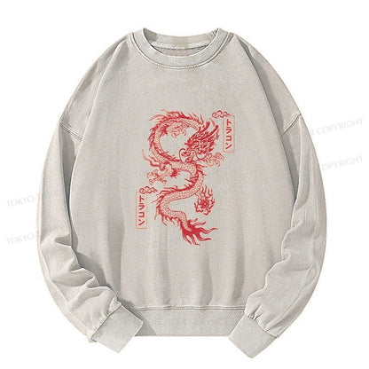 Tokyo-Tiger Dragon With Ball Totem Washed Sweatshirt