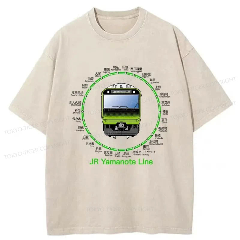 Tokyo-Tiger JR Yamanote Line Train Washed T-Shirt