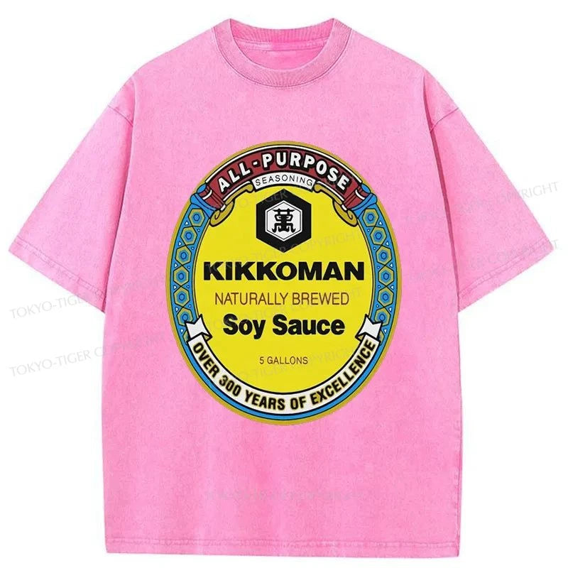 Tokyo-Tiger Kikkoman Soy Sauce Logo Washed T-Shirt