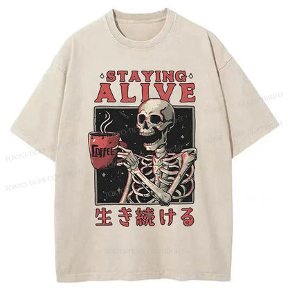 Tokyo-Tiger Staying Alive Japanese Washed T-Shirt