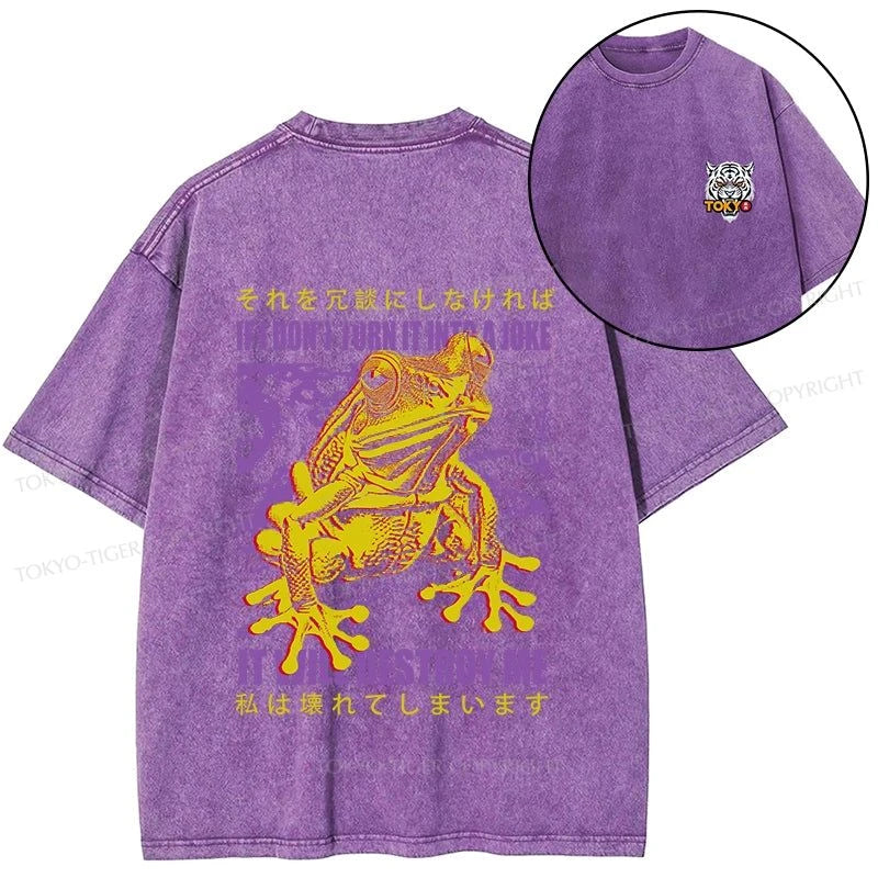 Tokyo-Tiger A Frog Prone To Emotional Breakdown Front Back Washed T-Shirt