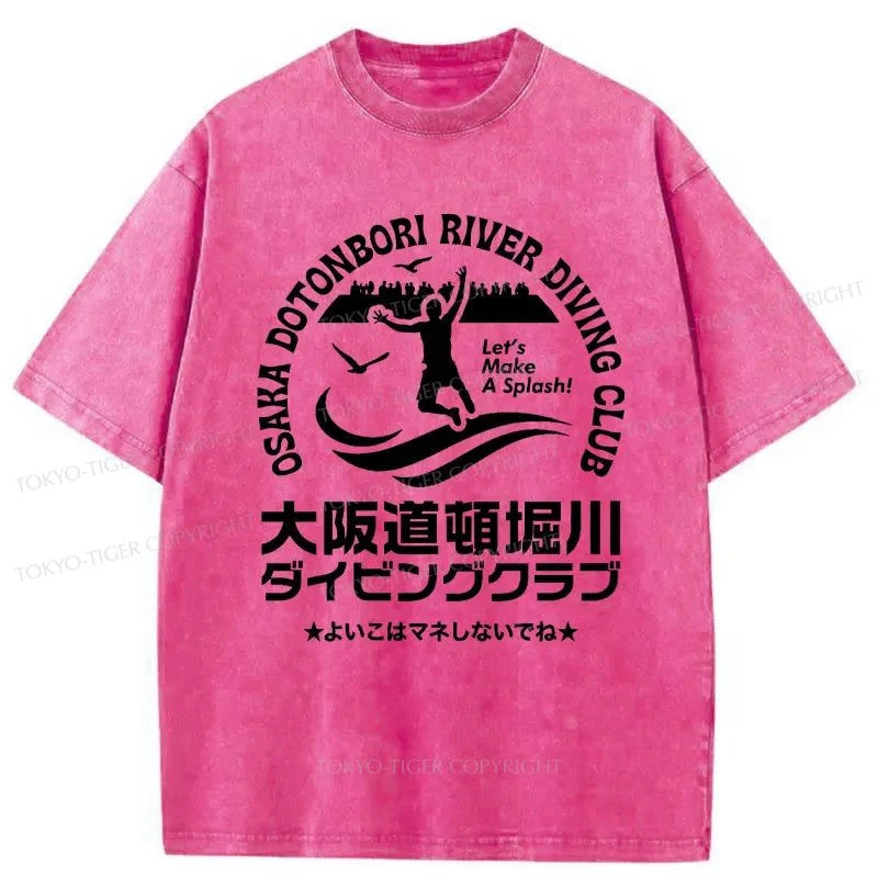 Tokyo-Tiger Osaka Dotonbori Diving Club Washed T-Shirt