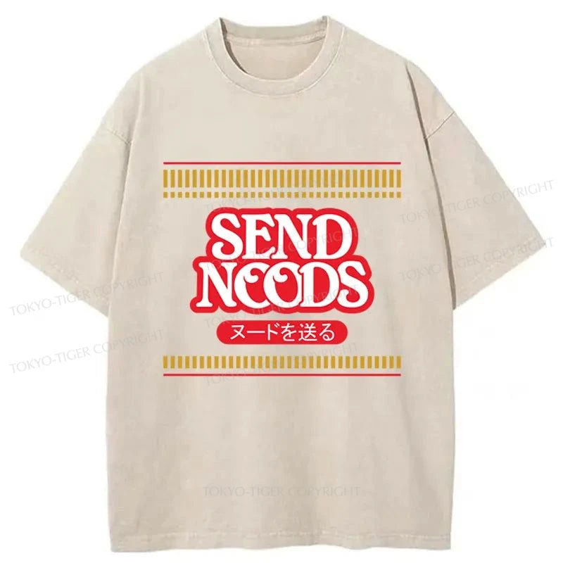 Tokyo-Tiger Send Noods Logo Japanese Washed T-Shirt