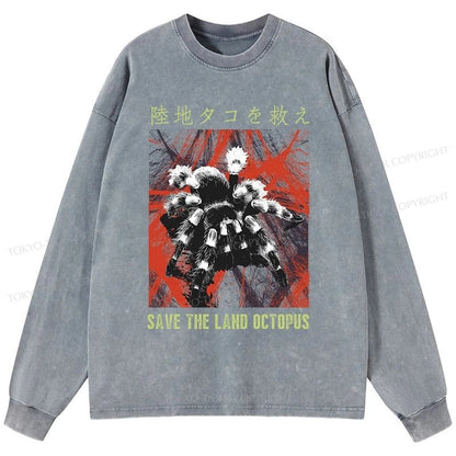 Tokyo-Tiger Real Scary Spiders Washed Long Sleeve T-Shirt