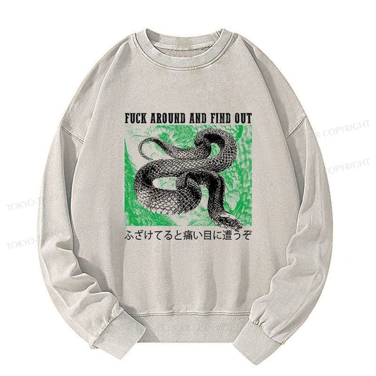 Tokyo-Tiger Cold And Heartless Snake Washed Sweatshirt