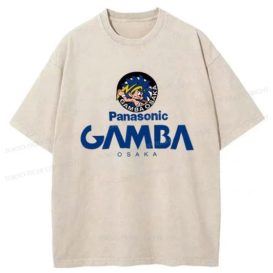 Tokyo-Tiger Vintage PANASONIC GAMBA OSAKA Japanese Washed T-Shirt