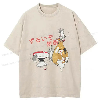 Tokyo-Tiger Rats Who Stole The Wine Washed T-Shirt