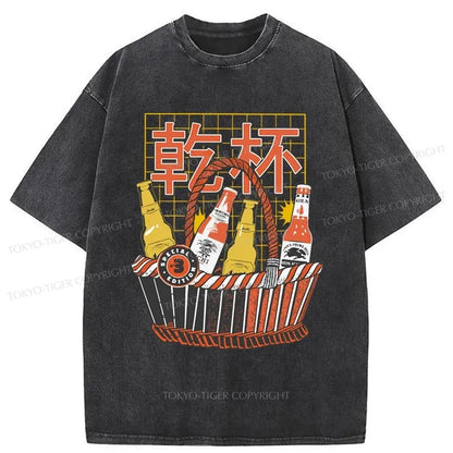 Tokyo-Tiger Have A Beer Together Washed T-Shirt