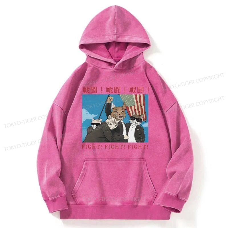 Tokyo-Tiger Fight Cat Japanese Washed Hoodie