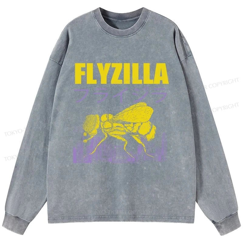 Tokyo-Tiger Giant Fly Japanese Washed Long Sleeve T-Shirt