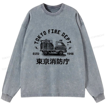 Tokyo-Tiger Tokyo Fire Dept Washed Long Sleeve T-Shirt