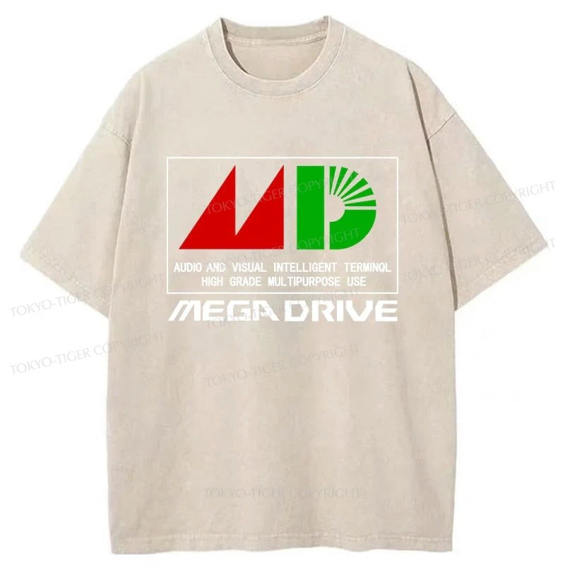 Tokyo-Tiger Mega Drive MDJP Logo Washed T-Shirt