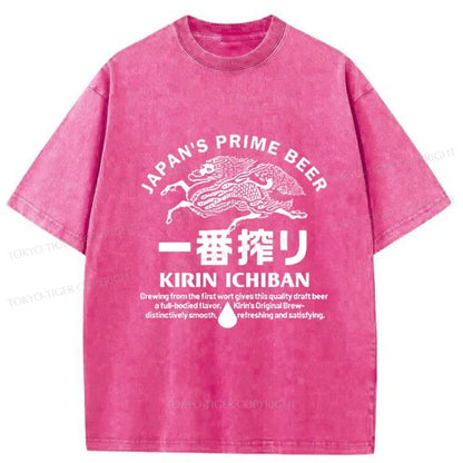 Tokyo-Tiger Kirin Ichiban Beer Logo Washed T-Shirt