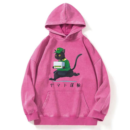 Tokyo-Tiger Black Cat Appreciation Day Washed Hoodie