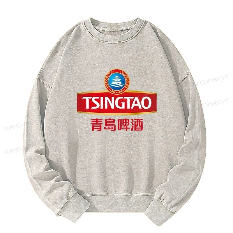 Tokyo-Tiger Qingdao Beer Logo Washed Sweatshirt