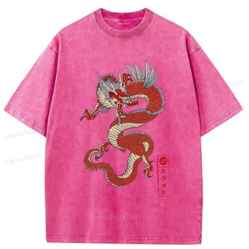 Tokyo-Tiger Japanese Traditional Dragon Washed T-Shirt