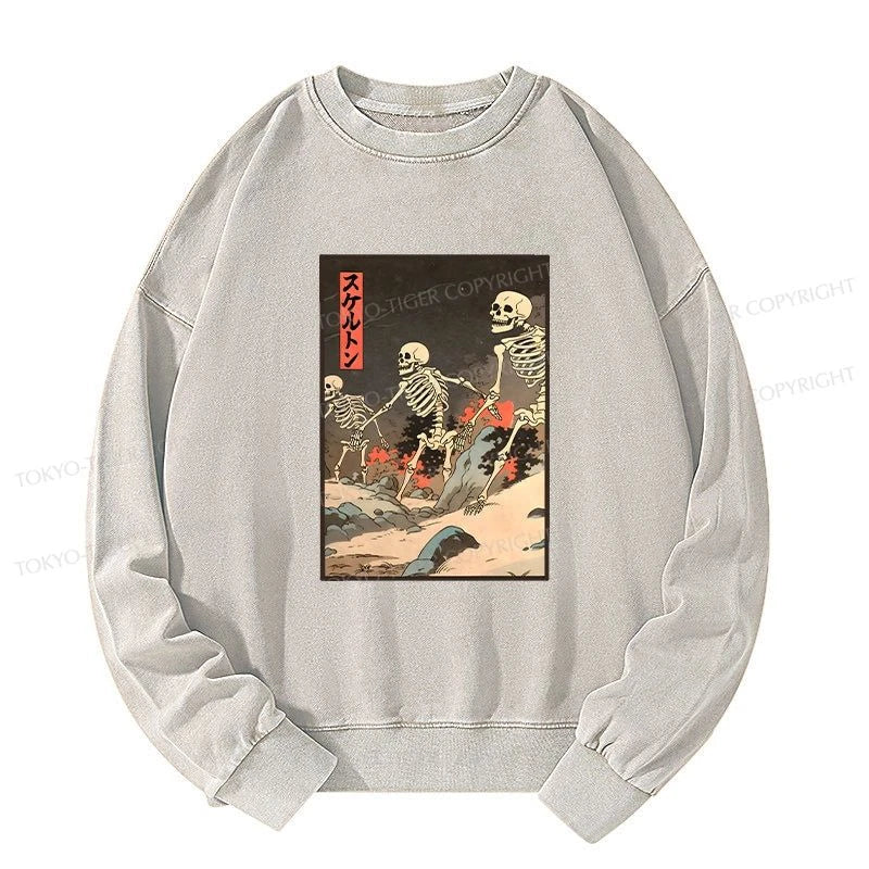 Tokyo-Tiger Japanese Rising Skeletons Washed Sweatshirt