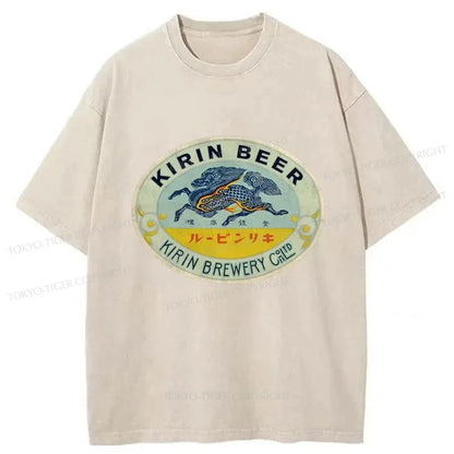 Tokyo-Tiger Kirin Beer Logo Washed T-Shirt