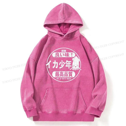 Tokyo-Tiger Ika Squid Boy Restaurant Washed Hoodie