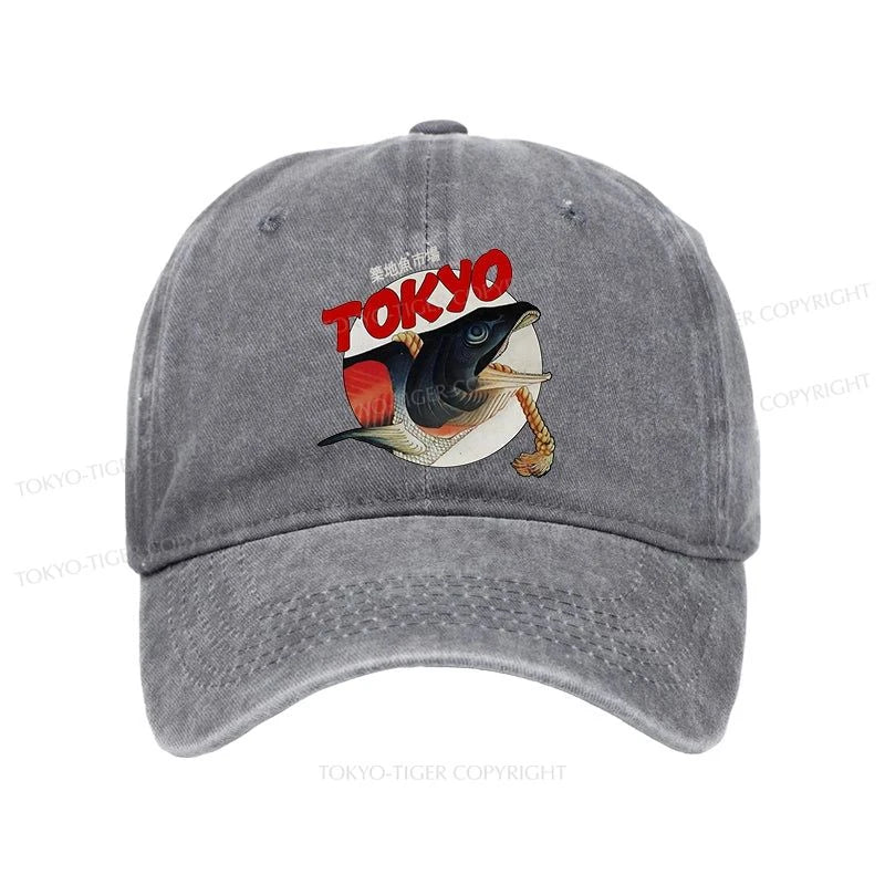 Tokyo-Tiger Vintage Japanese Tsukiji Fish Market Washed Cap