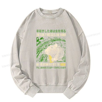 Tokyo-Tiger The Early Bird Gets The Worm Washed Sweatshirt