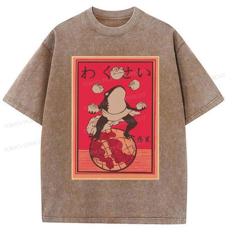 Tokyo-Tiger Wakusei Frog Funny Washed T-Shirt