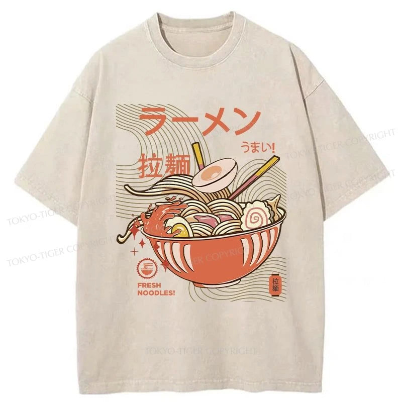 Tokyo-Tiger Fresh Ramen Noodles Washed T-Shirt