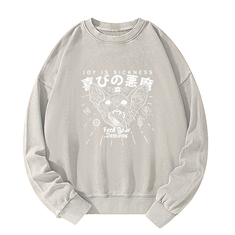 Tokyo-Tiger Joy Is Sickness Washed Sweatshirt