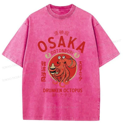 Tokyo-Tiger Drunken Octopus Japan Washed T-Shirt