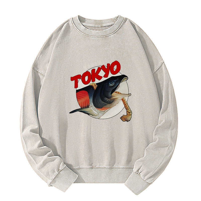 Tokyo-Tiger Vintage Japanese Tsukiji Fish Market Washed Sweatshirt