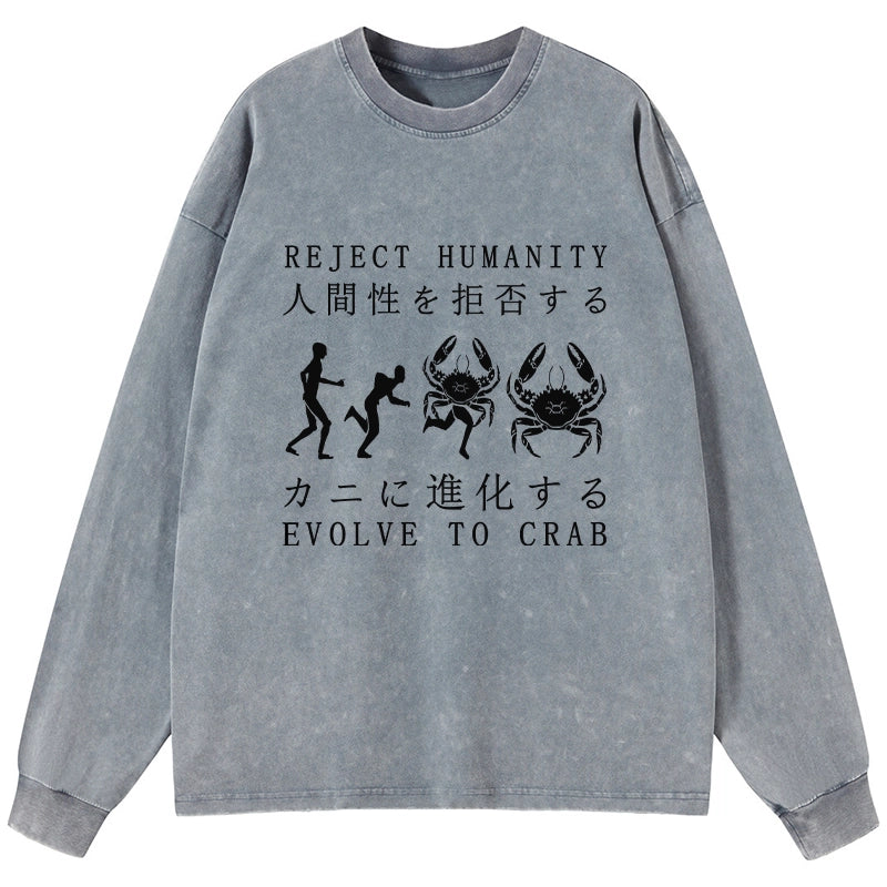 Tokyo-Tiger Reject Humanity Rvolve To Crab Washed Long Sleeve T-Shirt