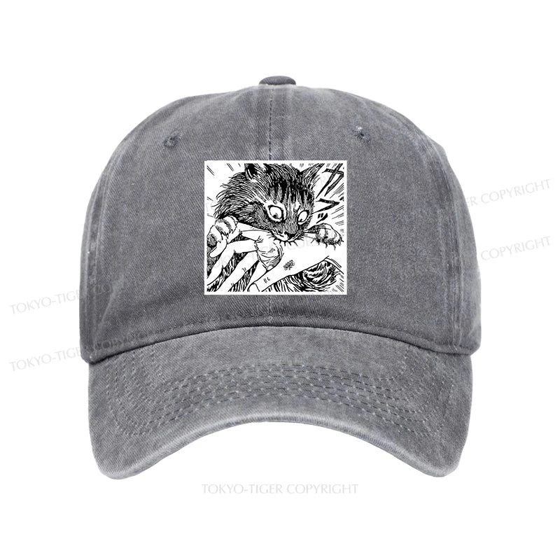 Tokyo-Tiger Creepy Cat Anime Horror Anteater Washed Cap