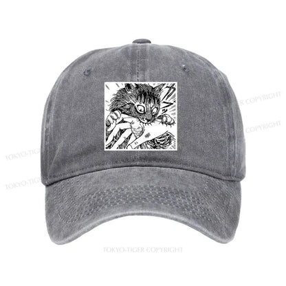 Tokyo-Tiger Creepy Cat Anime Horror Anteater Washed Cap