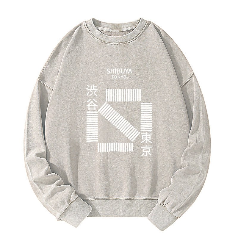 Tokyo-Tiger Japanese Shibuya Crossing Washed Sweatshirt