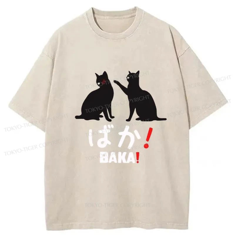 Tokyo-Tiger Funny Japanese Cat Washed T-Shirt