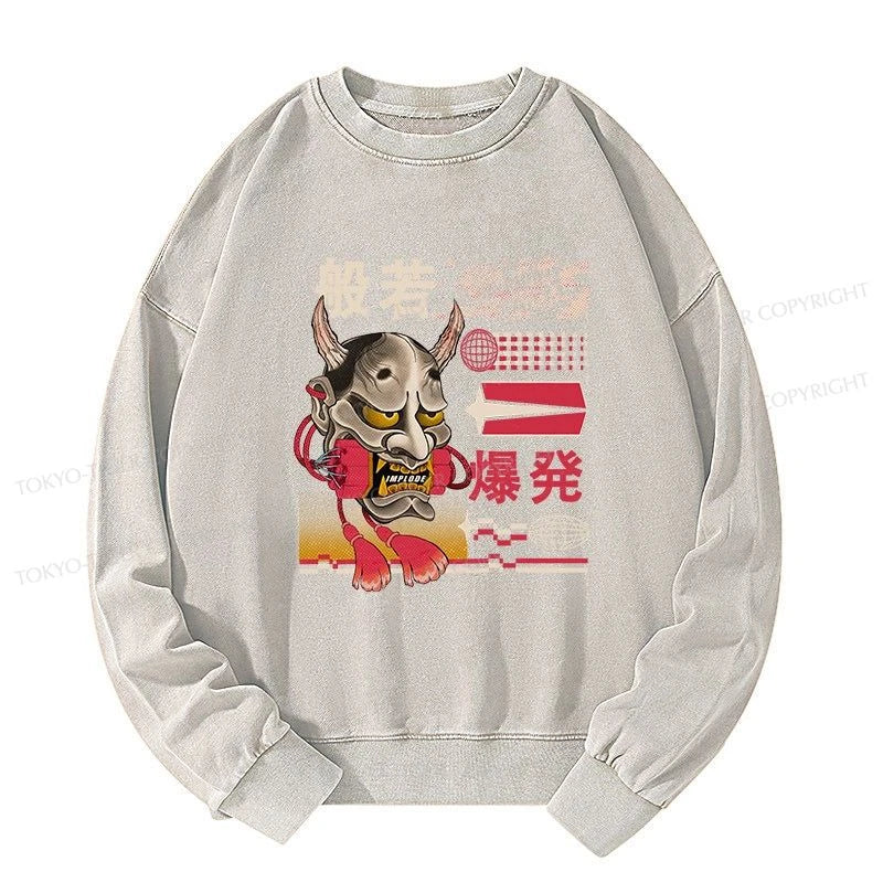 Tokyo-Tiger Hannya Mask Japanese Washed Sweatshirt