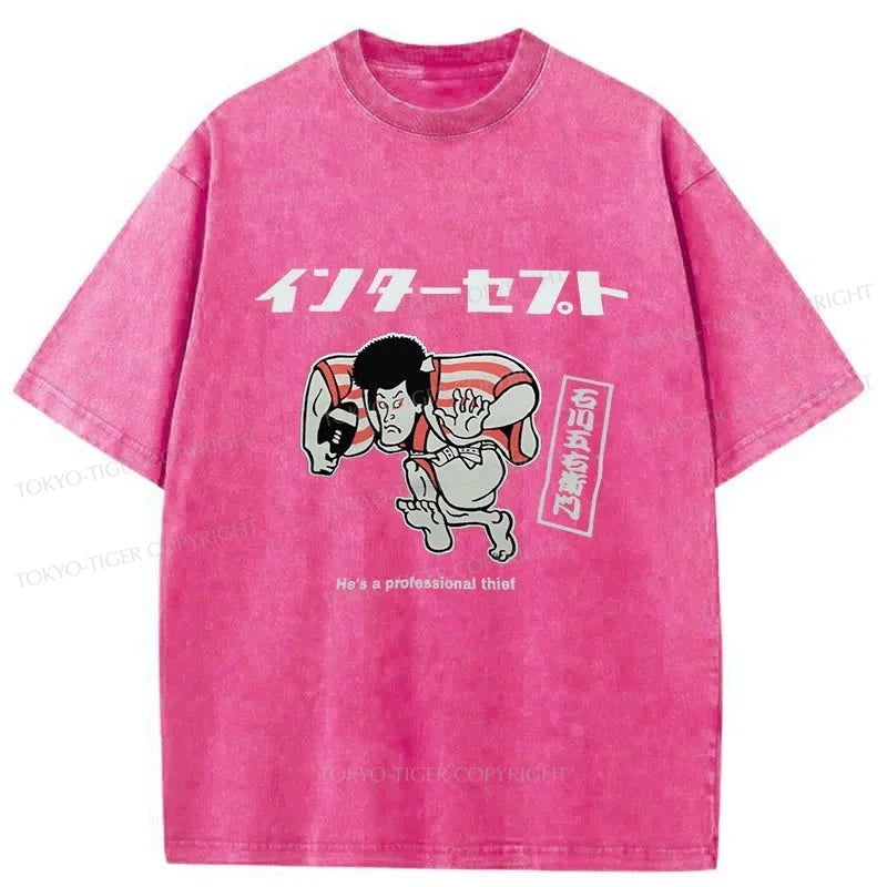 Tokyo-Tiger Samurai Thief Japanese Washed T-Shirt