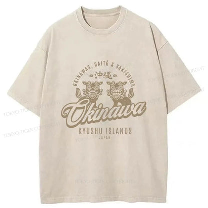 Tokyo-Tiger Okinawa Stone Lion Japanese Washed T-Shirt