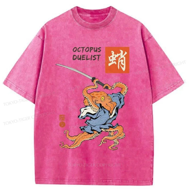 Tokyo-Tiger Octopus Warrior Washed T-Shirt