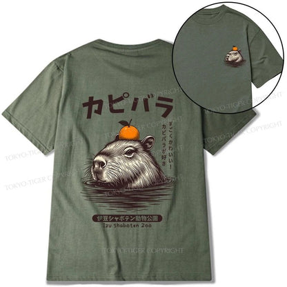 Tokyo-Tiger Capybara Hot Spring Front Back Classic T-Shirt