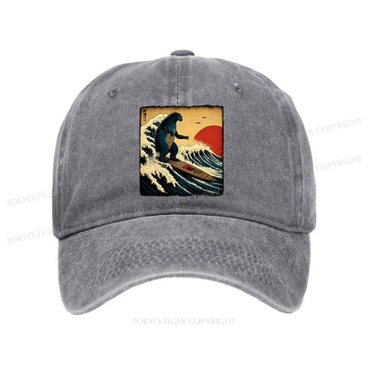 Tokyo-Tiger The Great Wave Godzilla Washed Cap