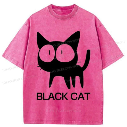 Tokyo-Tiger Black Cat Japanese Washed T-Shirt