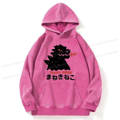 Tokyo-Tiger Japanese Fortune Cat Washed Hoodie