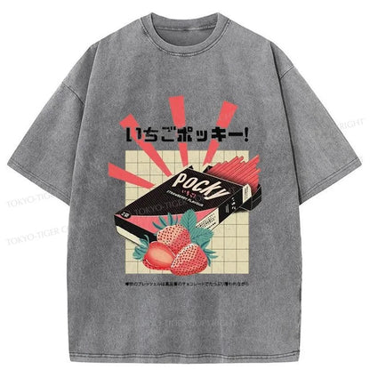 Tokyo-Tiger Strawberry Pocky Japanese Washed T-Shirt