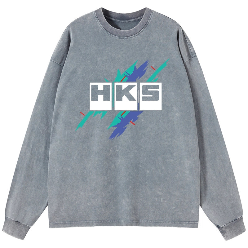 Tokyo-Tiger HKS Drifting Drag JDM Washed Long Sleeve T-Shirt